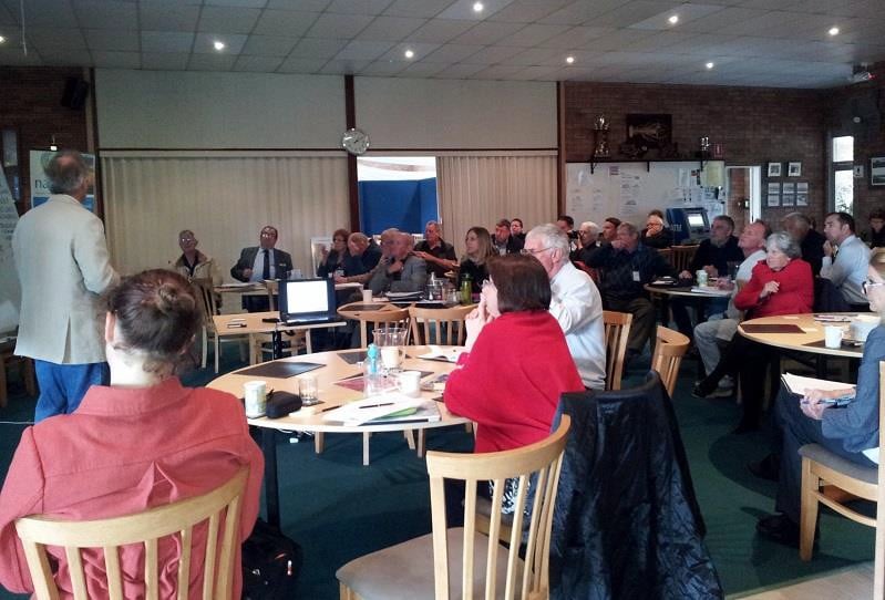 Participants listening to Garry Middle (Curtin University) at the Gingin Dandaragan Coastal Hazard Risk Management workshop in Ledge Point on 17th July 2013